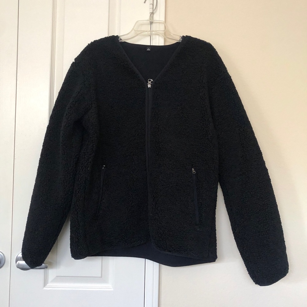 Uniqlo Furry Navy Zip-up Sweater